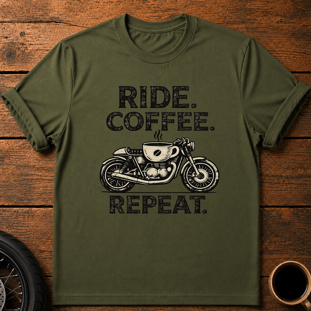 Ride Coffee Repeat T‑Shirt