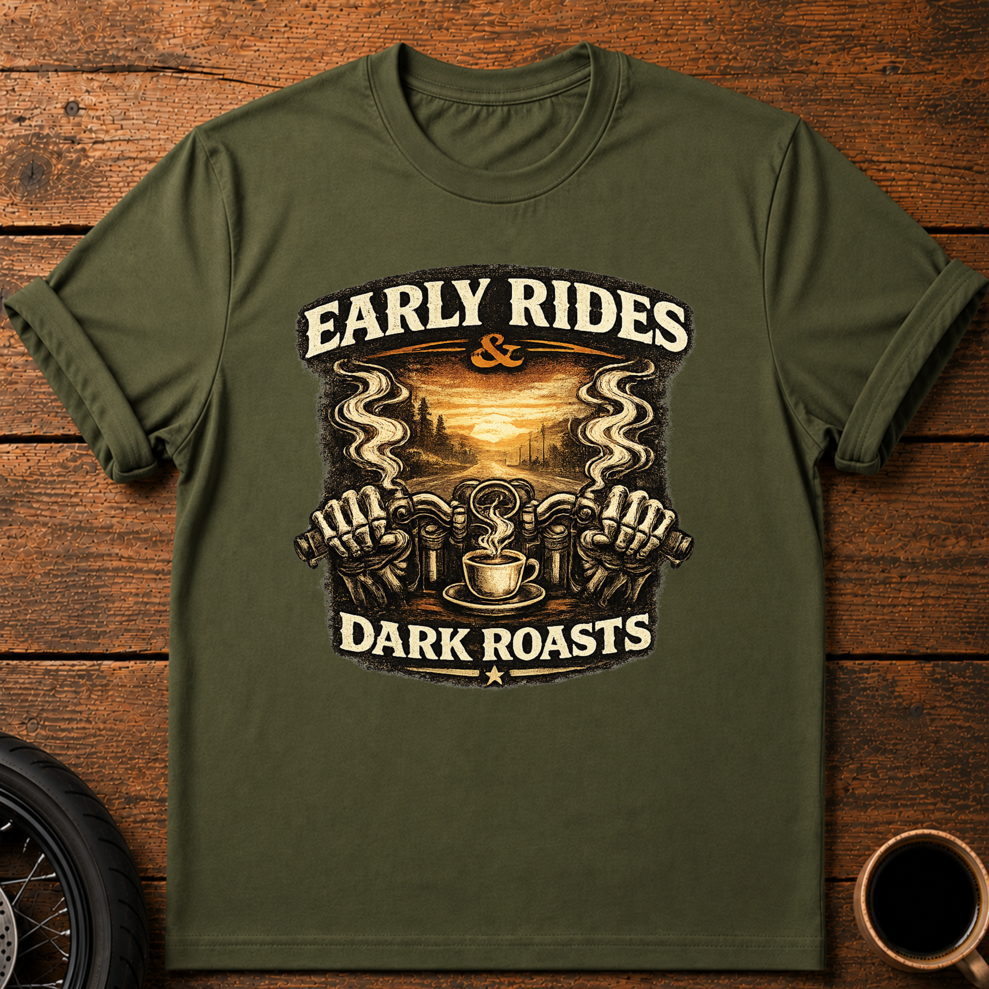 Early Rides & Dark Roasts T‑Shirt