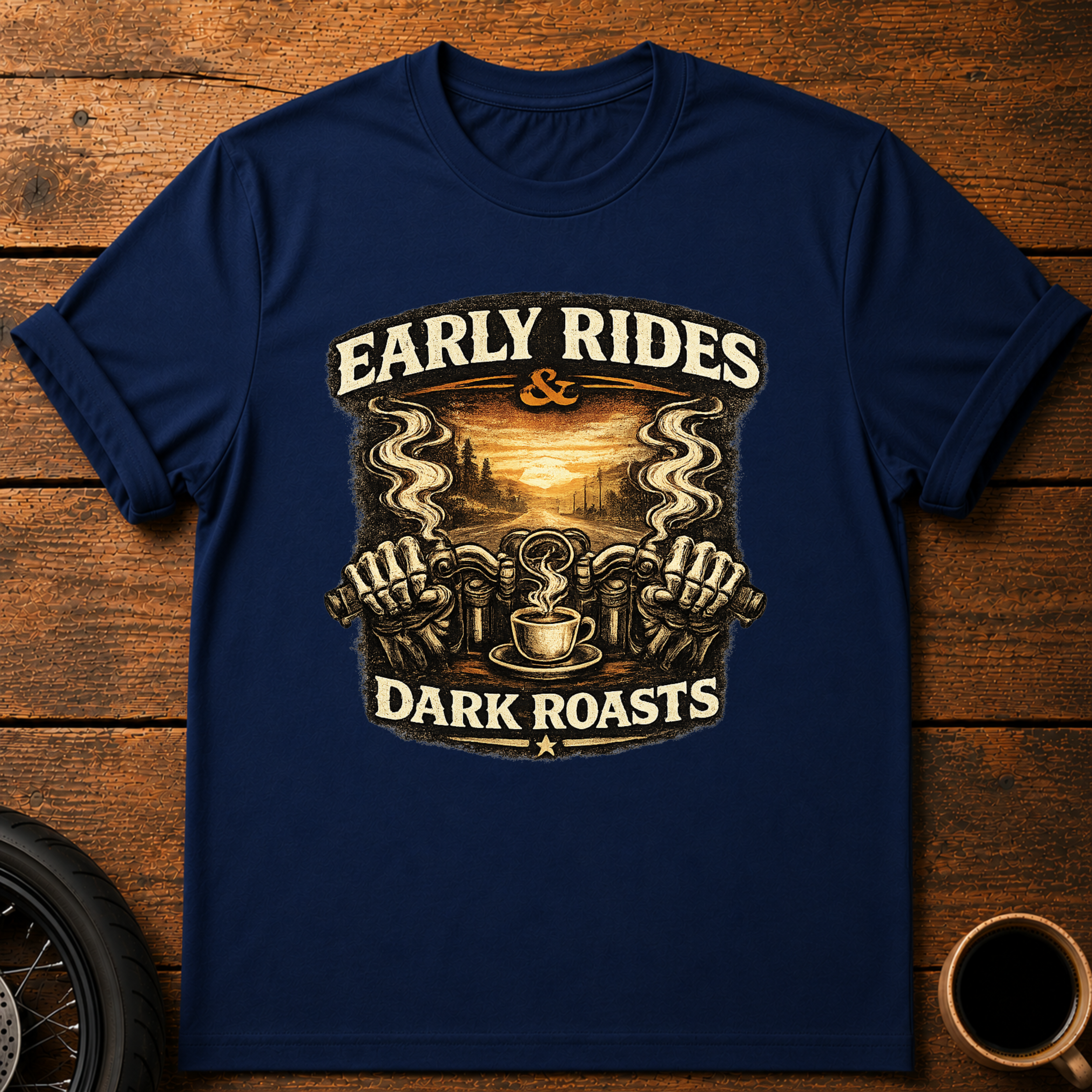 Early Rides & Dark Roasts T‑Shirt