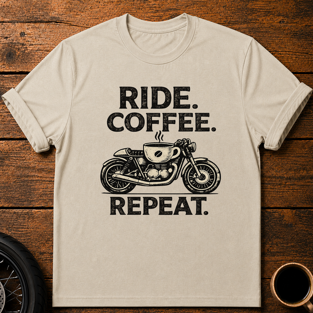 Ride Coffee Repeat T‑Shirt